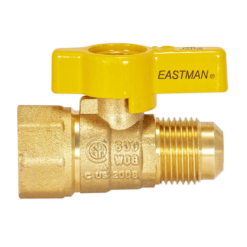 Eastman 1/2 Inch FIP x 1/2 Inch OD Flare Female Straight Gas Ball Valve with 1/4-Turn Handle, Brass Plumbing Fitting, 60003 1/2-Inch FIP x 1/2-Inch OD