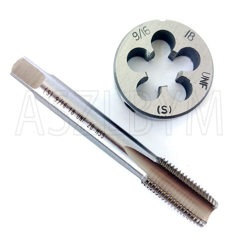 9/16-18 UNF Tap and Die Set 4 Flutes HSS Bottom Taper RIight Hand Thread Tap And Round Thread Die Set 9/16-18
