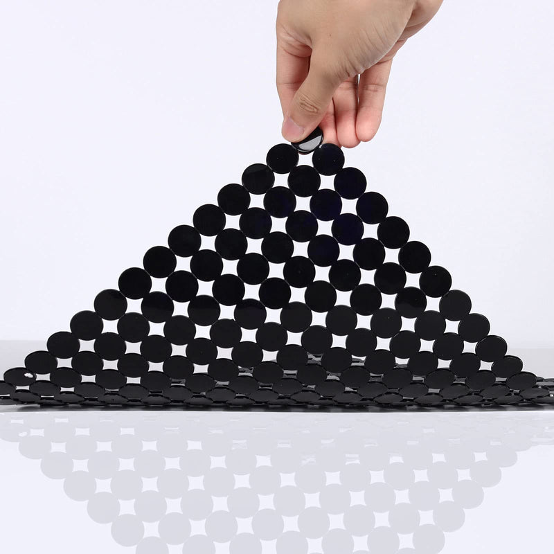 Qulable 2Pack Kitchen Sink Mat for Stainless Steel/Ceramic Sinks, PVC Eco-friendly Protectors for Bottom of Kitchen Sink, Adjustable, Fast Draining, Dots Design, 11.8x15.7 (Black) Black