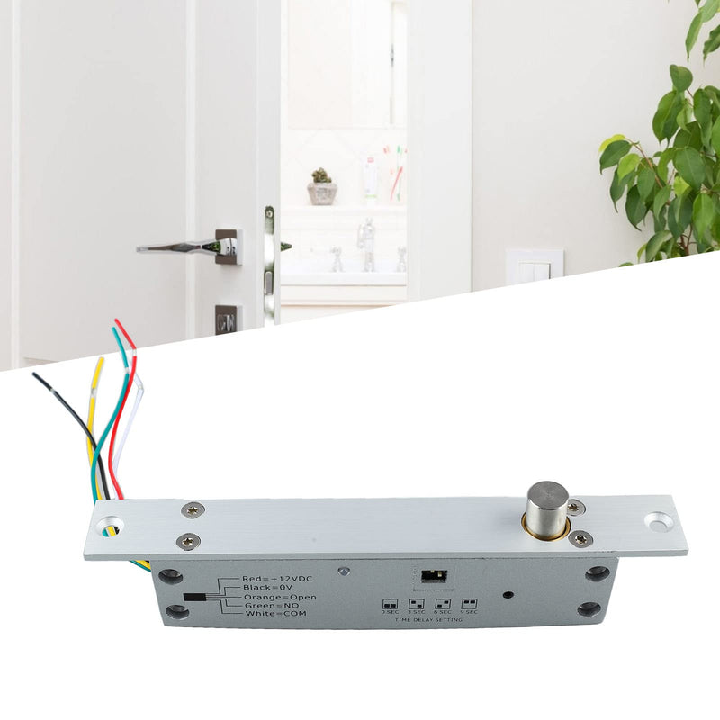 FILFEEL DC 12V 5 Lines Electric Bolt Lock, Narrow Deadbolt Drop Bolt with Time Delay LED Display for Door Entry Access Control (Power Off Lock) Power Off Lock