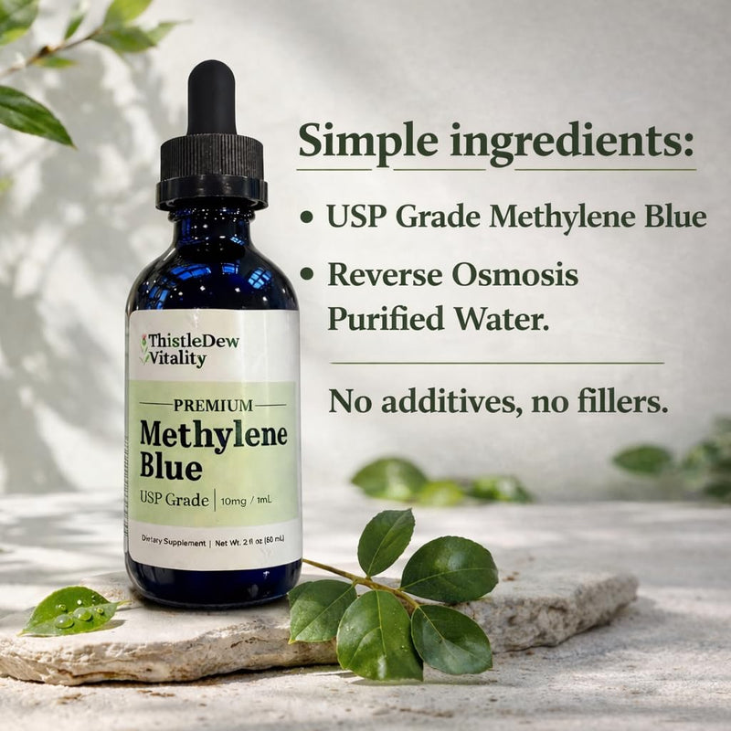 Methylene Blue | 1% USP-Pharmaceutical Grade (10mg/mL) | High Purity Liquid 2 fl oz (60 Servings) | Supports Cellular Energy, Focus, Cognitive Function & Mitochondria