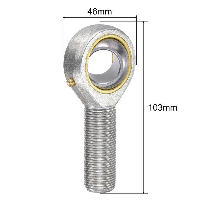 uxcell POS20 Spherical Rod End Bearing 20mm Bore Self-Lubricated Joint Bearing M20x1.5 Right Hand Male Thread Connector