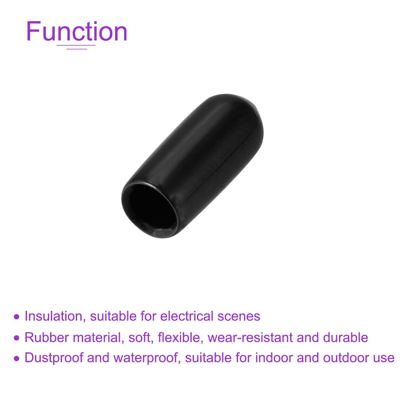DMiotech 50 Pack 3/16" ID Black Screw Thread Protectors Rubber End Caps Bolt Covers for Screw Bolt Furniture Pipe 3/16"