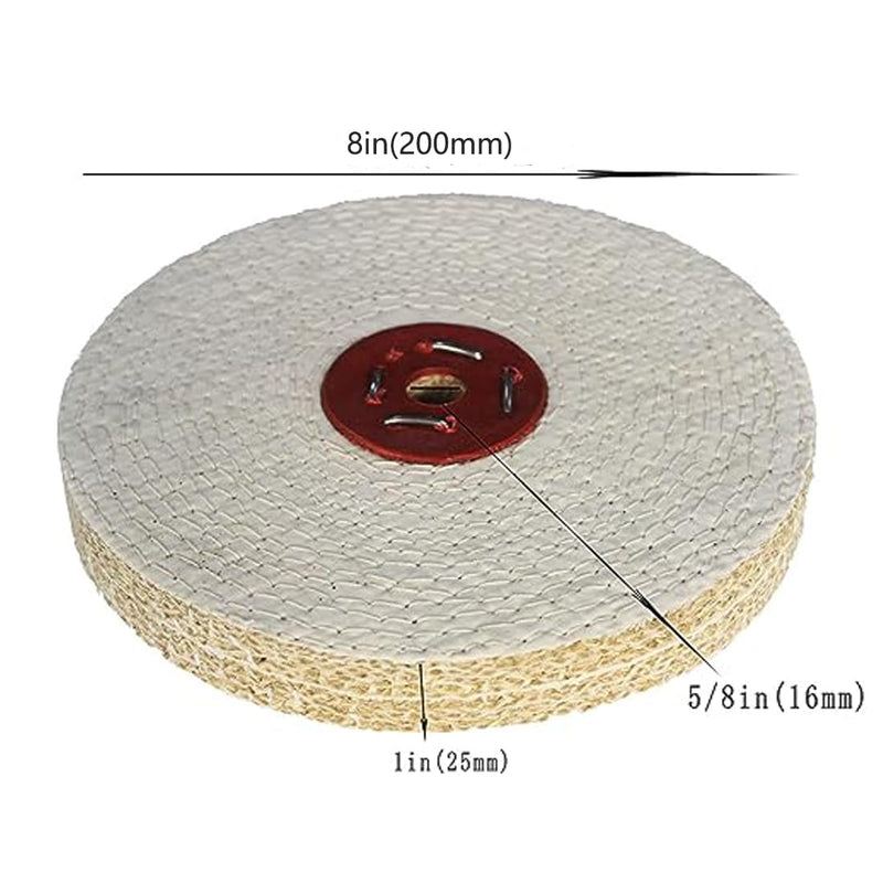 𝐉𝐔𝐍𝐋𝐈𝐗𝐍 8 inch Extra Thick Rigid Sisal Buffing Wheel, 5/8 Inch Arbor Hole Abrasive Polishing Wheel for Bench Grinder(White) 8" Sisal Buffing Wheel
