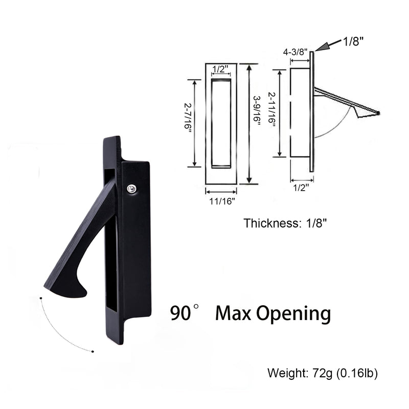 Dontay Pocket Door Handles Edge Pull, Professional Stainless Steel 304, Flush Mount Doors Pull for Pocket Sliding Door (Matte Black, 2) Matte Black