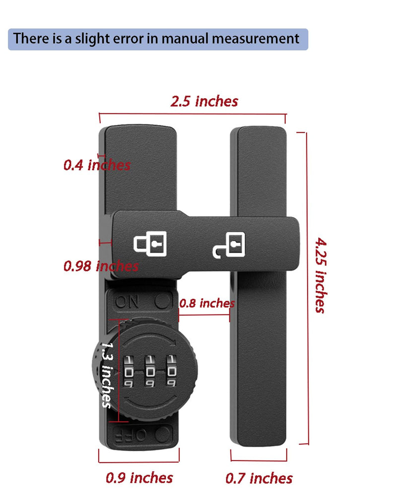 3-Digit Combination Lock for Double Doors Cabinets Closets Black