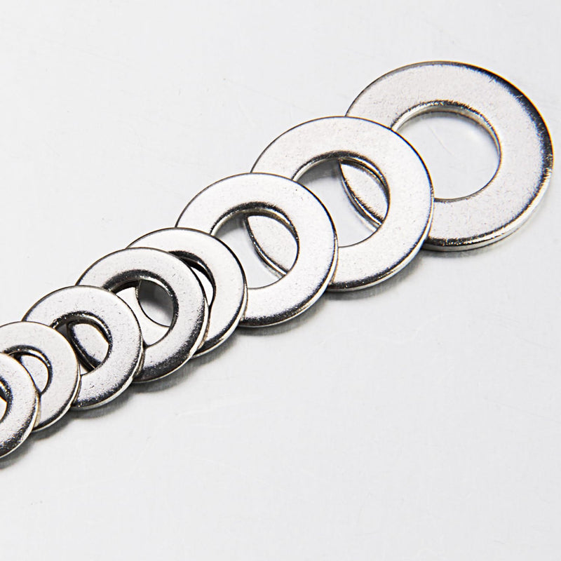 Linkup 550 Pcs SAE Flat washers for Screws for Bolts 2# 4# 6# 8# 10# 12# 3/16'' 1/4'' 5/16'' 3/8'' 7/16'' 1/2'',(18-8) 304 Stainless Steel washers Assortment kit, ANSI/ASME B18.22.1 Metal Washers Set SAE 550pcs set