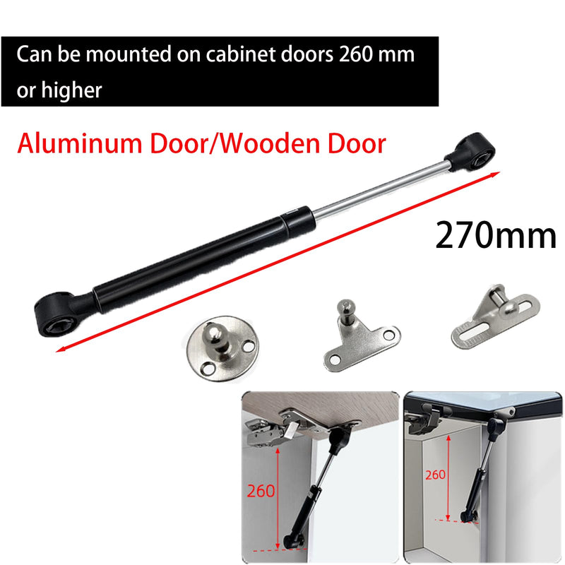 120N Black Cold-Rolled Steel Hydraulic Support Rod, Suitable for Upward-Opening Cabinet Doors — Includes 2 Cabinet Door Hinges (Including 2 Pneumatic Support rods + 2 Hinges)