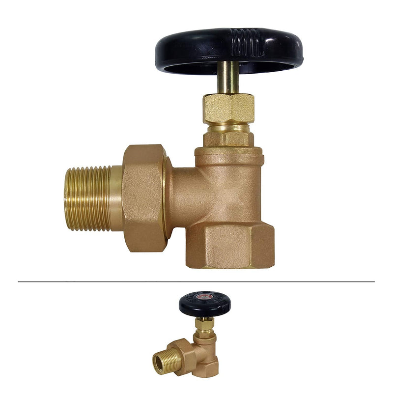 Midline Valve IXW-U034 Heavy Duty Hot Water Steam Radiator Valve; Air Vent Temperature Control; 3/4 in. FIP x Male Union; Brass 3/4" FIP x Male