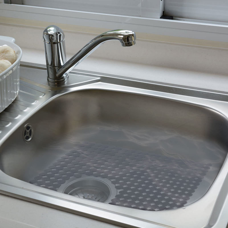 Qulable 2Pack Kitchen Sink Mat for Stainless Steel/Ceramic Sinks, PVC Eco-friendly Protectors for Bottom of Kitchen Sink, Adjustable, Fast Draining, Dots Design, 11.8x15.7 (Black) Black