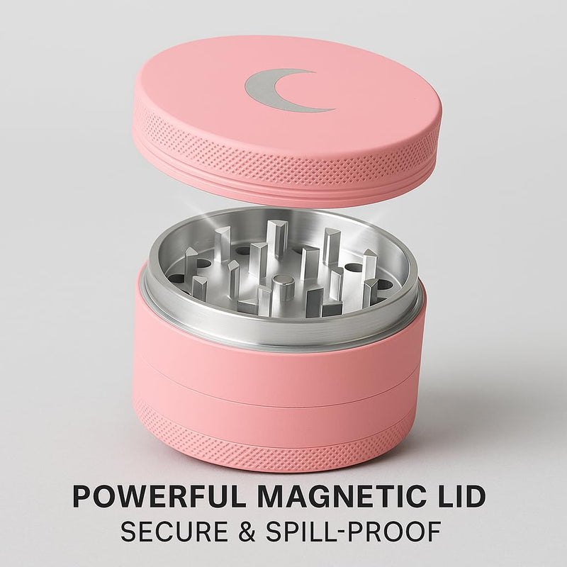 Brando Moon Manual Matte Spice Kitchen Crusher – 2.5” Coffee Bean Crusher with Cleaning Scraper and Storage, for Camping and Outdoor Pink