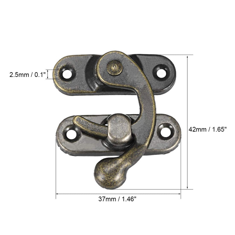 uxcell Antique Vintage Lock Clasp Right Latch Hook Hasp 42mm x 37mm Swing Arm Latch Plated Bronze, 5 pcs w Screws 42x37mm Bronze Tone