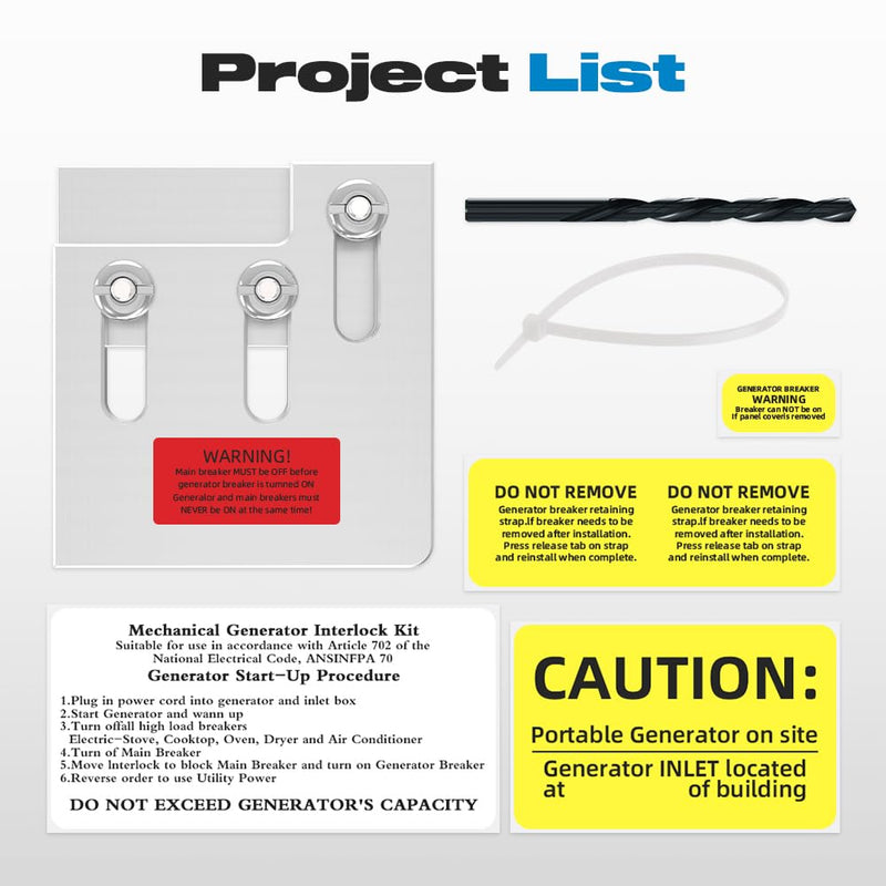 Generator Interlock Kit, Malictele Compatible with Square D QO or Homeline 150 or 200 amp Panels Interlock Kit 1 3/8-inch Spacing Between Main and Generator Breakers Professional Interlock Kit SD200A