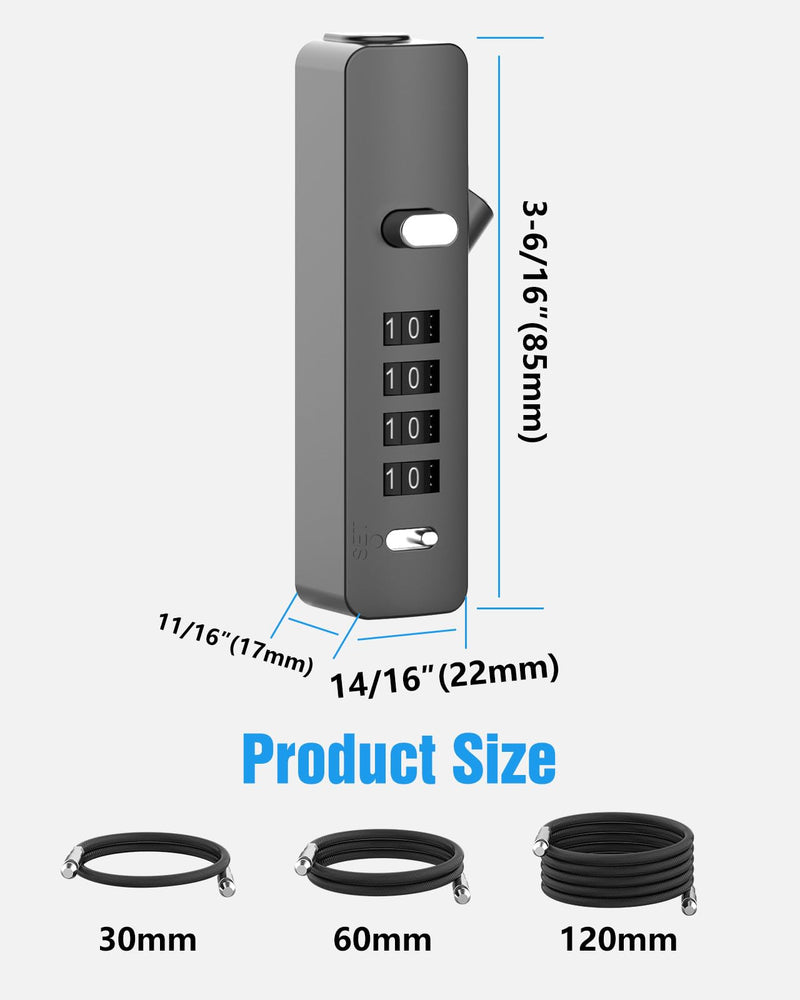 Combination Lock, 4-Digit Steel Cable Locks with Code, Locks for Lockers with 3 Lengths Cables for Bikes, File Cabinets, Wardrobes, Small Fences, Refrigerator Door (Gray-2pcs) Gray-2pcs