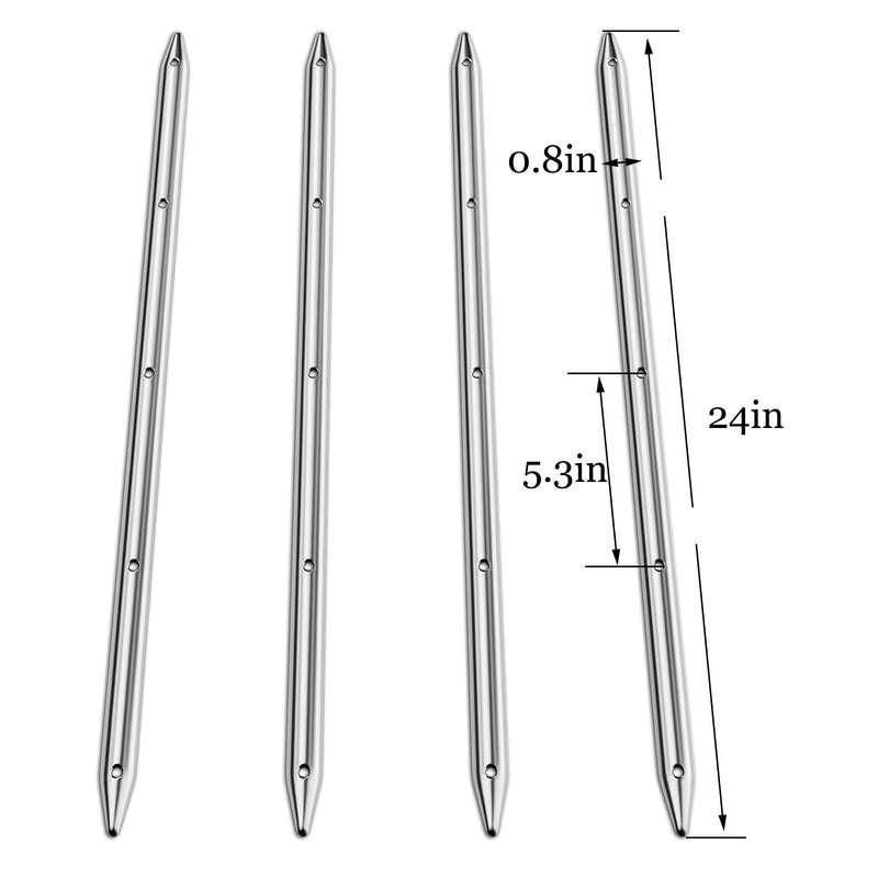 NovelBee 4pcs 24" x 3/4" Boat Rub Strakes,316 Stainless Steel Line Rub Strake Protection for Marine Boat Yacht RV