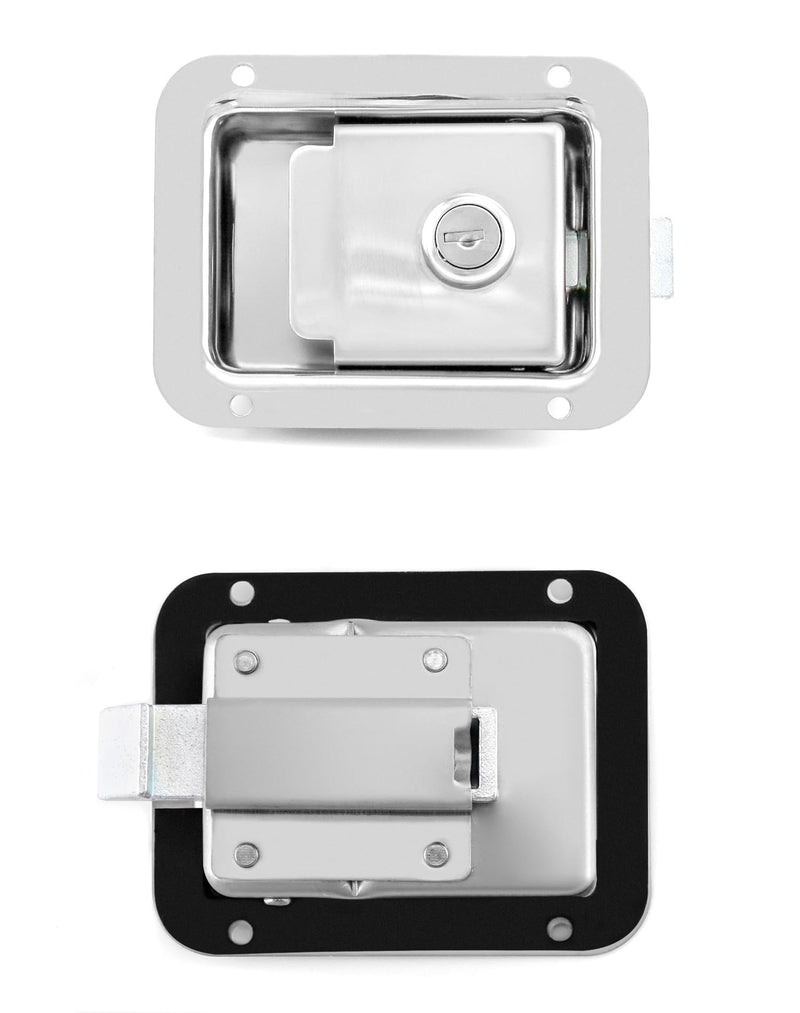 QWORK Travel Trailer Lock, 4 Pack, Stainless Steel Flush Mount Handle Latch Door Lock for Trucks, Tool Boxes, 4 Lock with 8 Keys