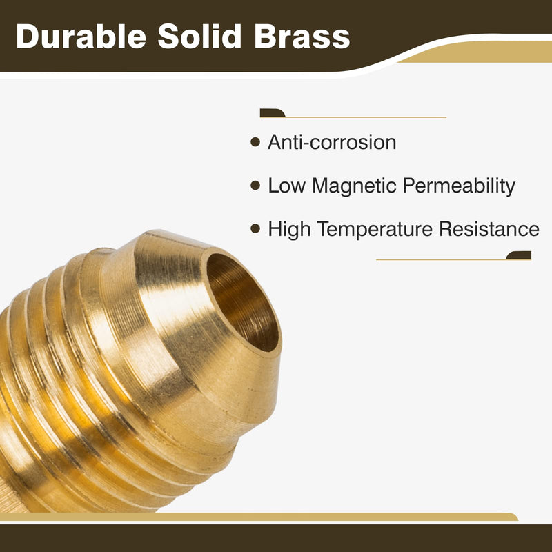 3/8" Flare x 1/2" Flare Brass Tube Fitting for Propane, LP and Natural Gas, Fuel, Plumbing, Union (2-Pack) 3/8"Male x 1/2"Male-2 Pack