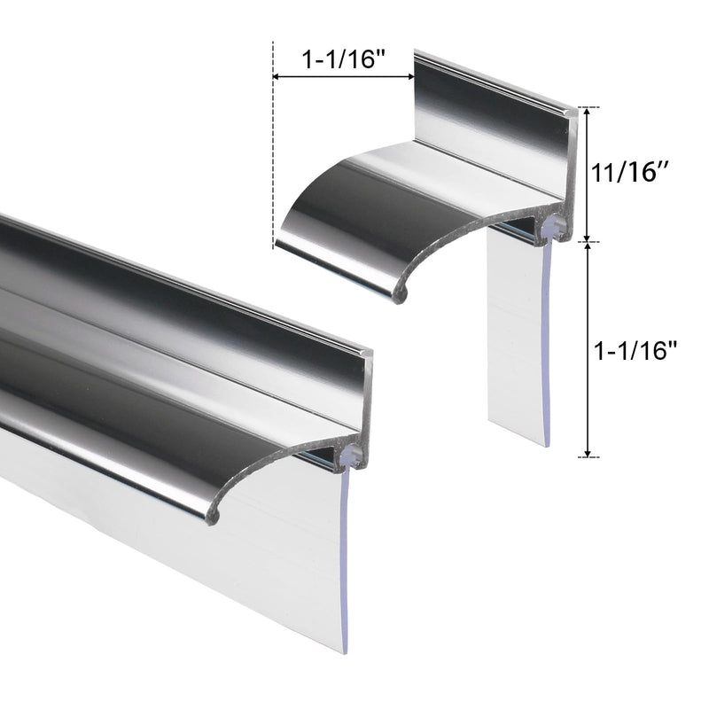 32" Shower Door Drip Rail with Vinyl Sweep, Pre-Applied Mounting Tape, Framed Shower Door Aluminum Bottom Drip Rail Replacement