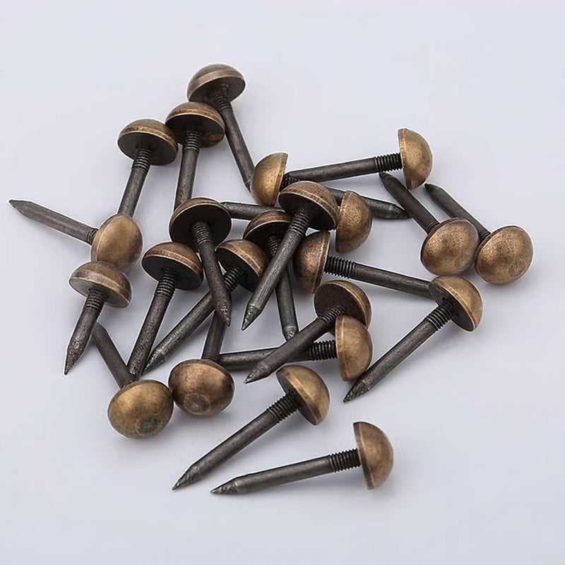 Tiazza 20Pcs Antique Brass Upholstery Tacks Drum Sofa Nails Cabinet Decorative Nail Pin (Bronze, 10mm) Bronze
