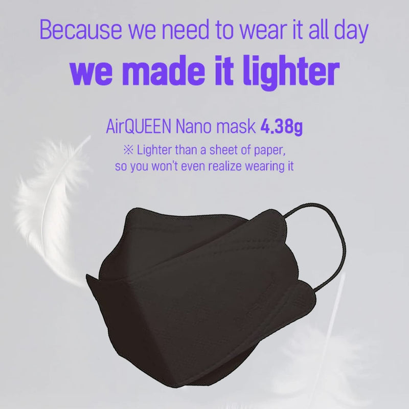 AIRQUEEN 3-Layer Nano-Filter Face Mask for Adults, Black 50 Pack, Lightweight and Breathable Face Mask, Reusable Face Mask