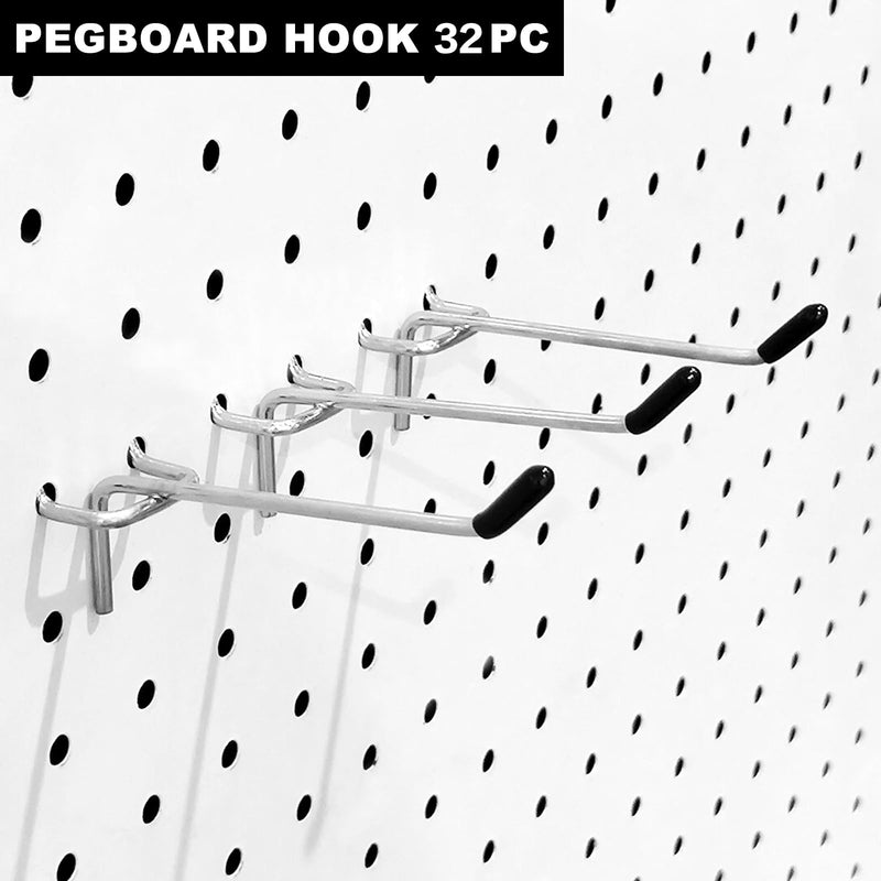 Pegboard Hooks Pegboard Accessories,2 inch,Pegboard Organizer Kit for Garage Organization,Tool Storage, 32 Pack