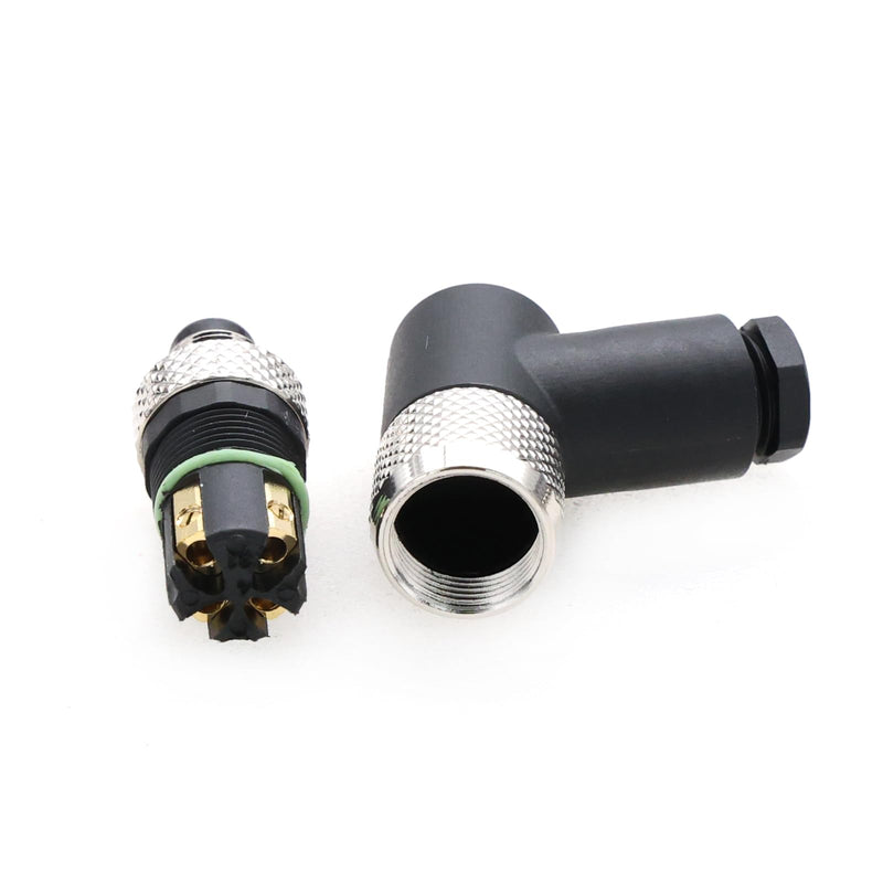 M8 Right Angle 4 Pin Male A Code Plug Industrial Circular Sensor Connector Aviation 8mm Waterproof IP67 Connector Male 2PCS Right Angle 4Pin