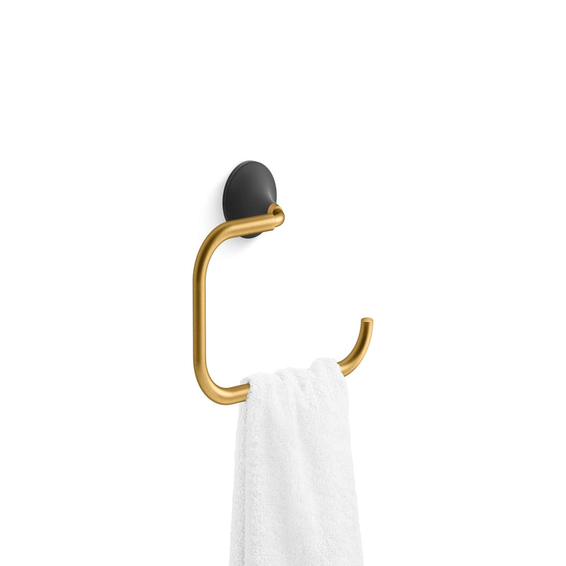 Kohler 27428-BMB Tone-Towel Ring, Matte Black w/Moderne Brass