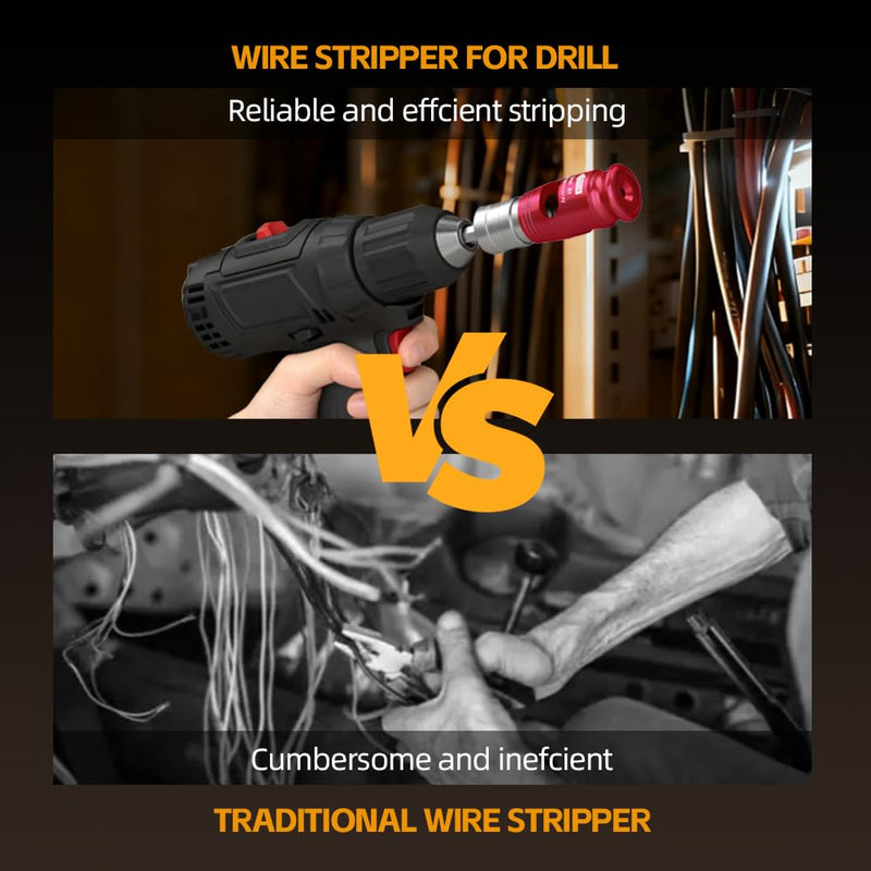 Bigvendor 8-in-1 Drill Wire Stripper & Twister Tool | 6-14 AWG Wire Stripping Set with 25 Wire Caps, 8PCS Kit for Electricians & DIY