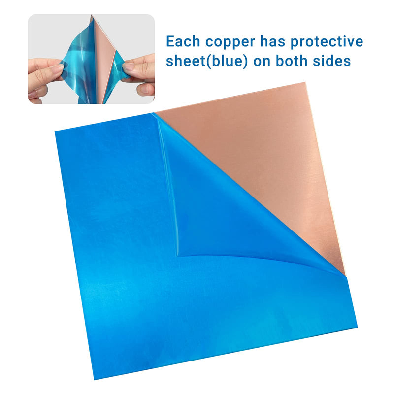 2 Pieces 99.9% Pure Copper Sheet, 4" x 4",18 Gauge(1mm) Thickness, Film Attached Copper Plate, Great for Jewelry, Crafts, modelers 2 2 Pieces 4" x 4",18 Gauge