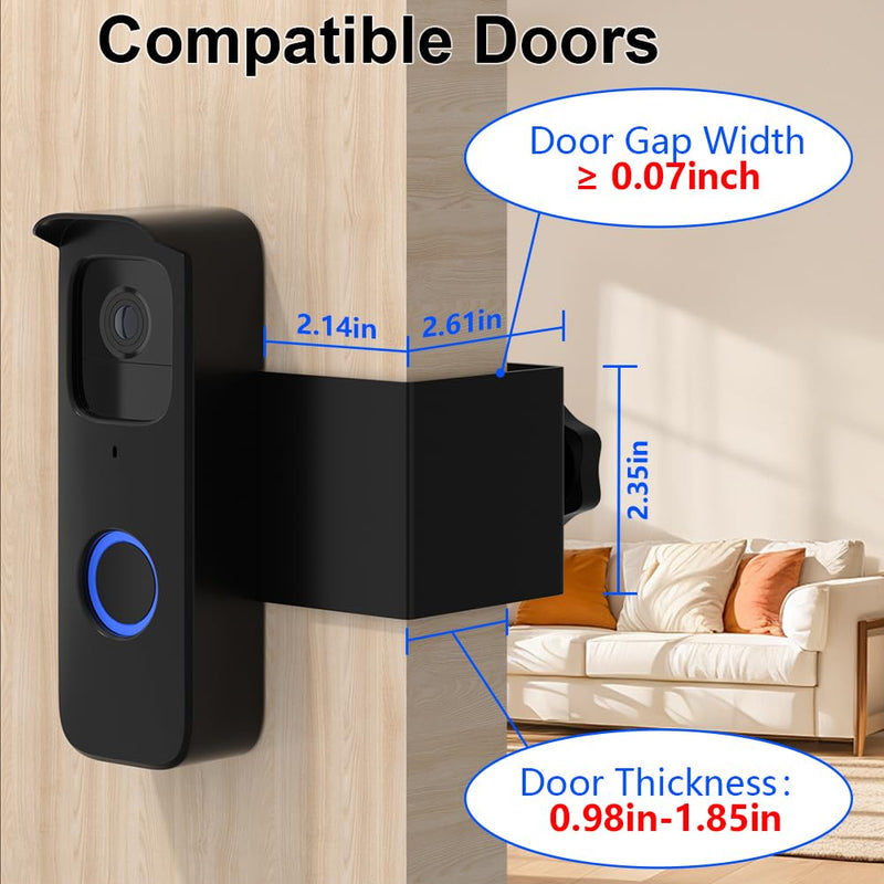 Blink Doorbell Mount, Anti Theft Blink Video Doorbell Mount, No Drill Door Mount for Blink Video Doorbell Camera, No Block Sensor & Night Vision & Weather Proof Black