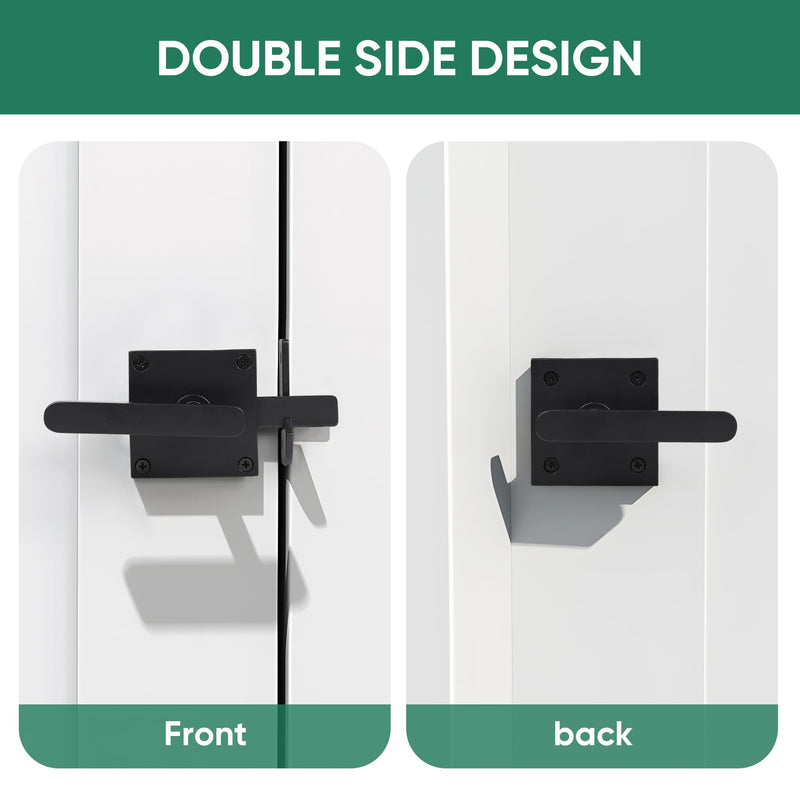 JUBEST Double Side Gate Latch, Heavy Duty Swinging Door Latch Gate Hardware for Left Inswing Outdoor Fence, Wooden Gates, Pool Gate, Backyard, Garden GL01