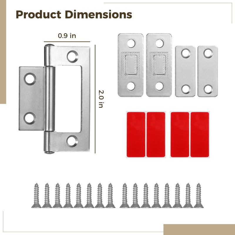 4 PCS Cat Door Silent Hinges with 4 Pcs Kitty Corner Cat Door Hinge, Space-Saving, Easy to Operate, Ideal for Indoor Kitty Doors