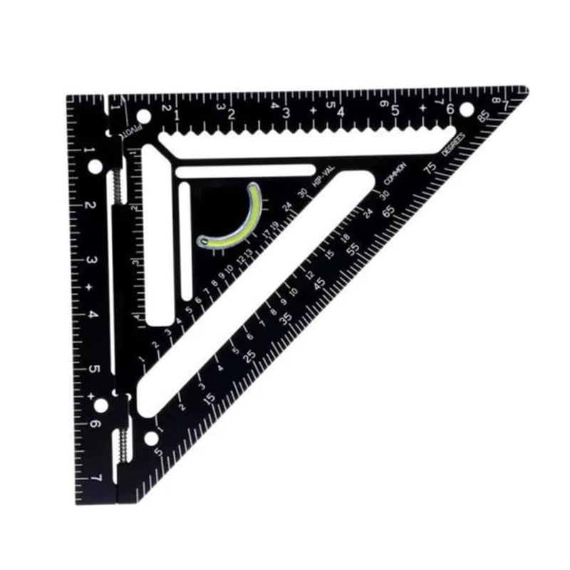 8.3 Inch Rafter Square, Innovative Triangle Carpenter Square with Level and Jig Block, Triangular Ruler Protractor, Precision Layout Tool Carpenter Layout Measuring Ruler for