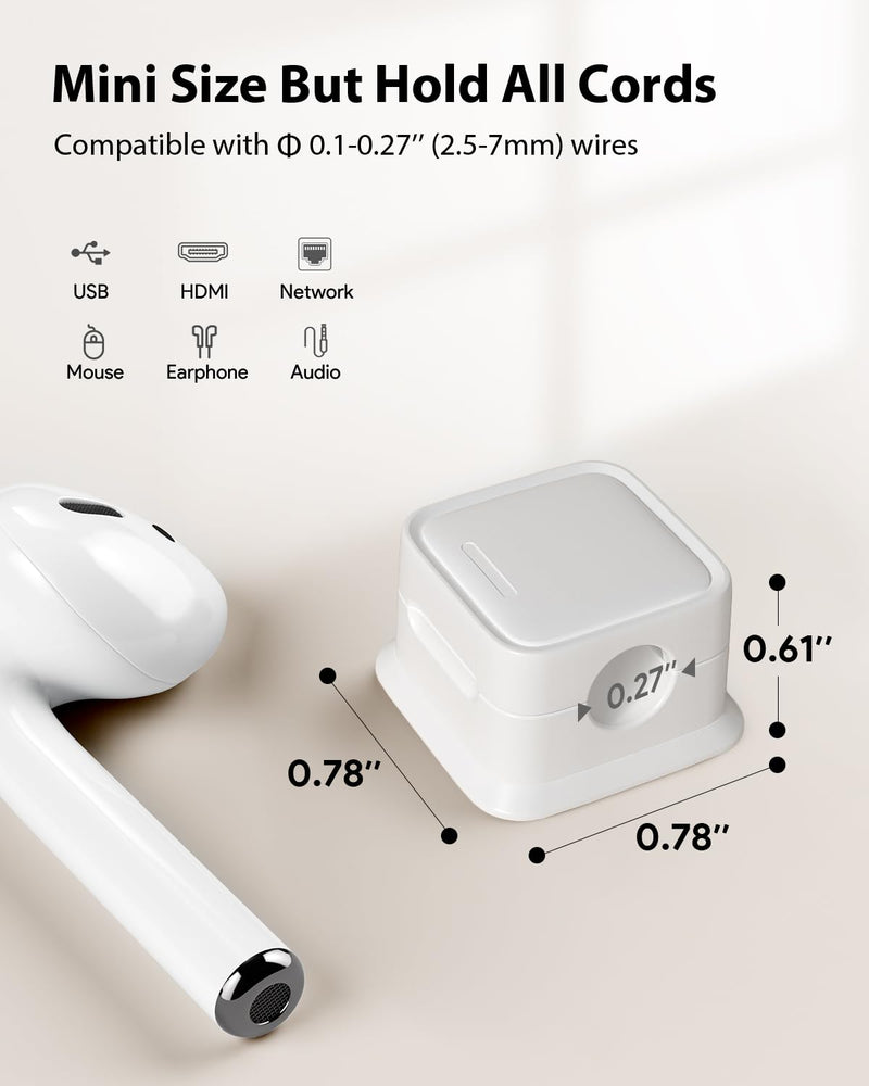 8 Pack Magnetic Cord Organizer Holder,Strong Adhesive Desk Cable Management Easy Open,Organize Phone Charging Cords Wire Holder Organizer Neatly for Home,Office,Car,Desk,Nightstand-White 8pack White