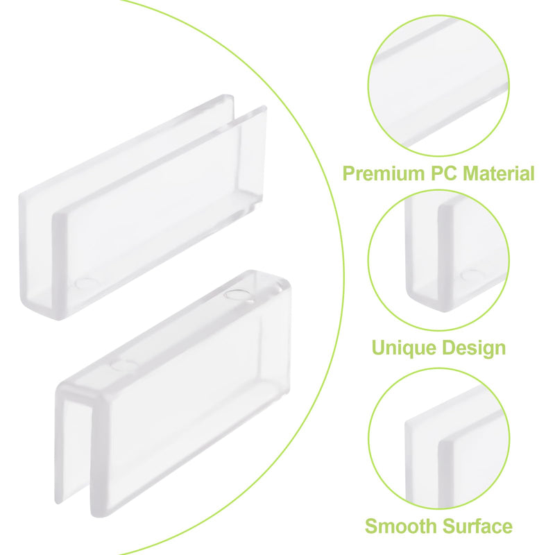 Glass Connector, 24Pcs Plastic 180 Degree Glass Clamps Transparent Glass to Glass Connectors Rimless Clip Holder for Fixing or DIY Fish Tank, Glass Acrylic Display Cabinet