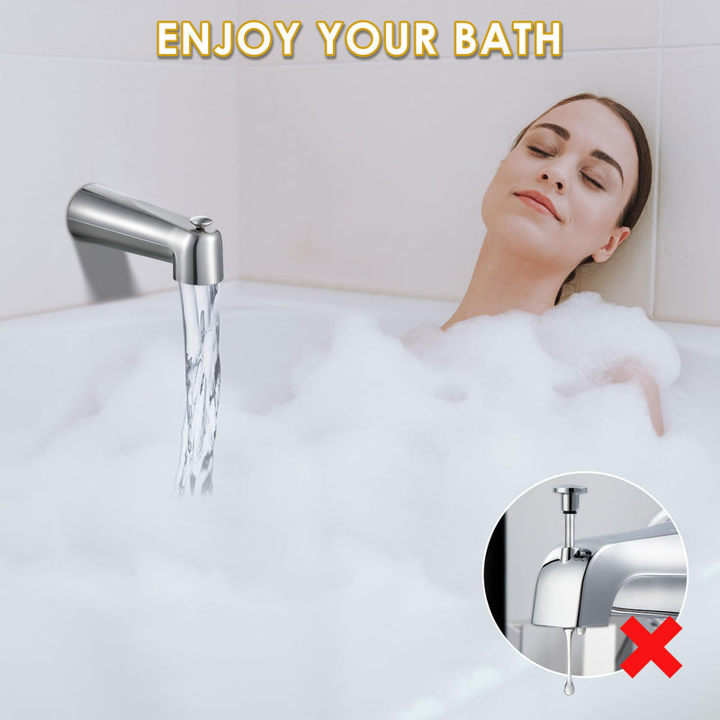 Enhon 7 Inch Slip on Tub Spout with Diverter, Compatible with Moen 3839/Moen 3853 Tub Spout, Bathtub Diverter Spout Fits 1/2" Copper Water Tube(5/8" Diameter), 5/32" Hex Wrench(Brushed Nickel) Brushed Nickel