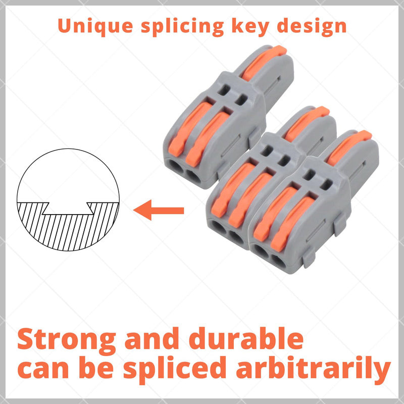 1 in 2 Out Lever Wire Connectors, 25 Pcs in Buckets of Compact Lever Splicing Wire Connectors Lever Wire Nuts in Gray 1 in 2 out