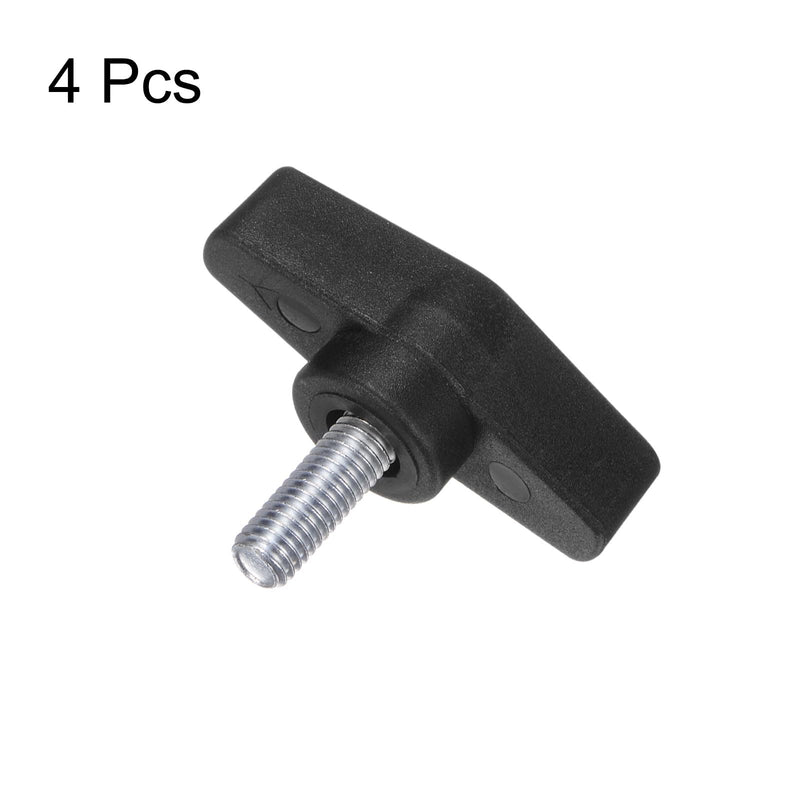 HARFINGTON 4pcs Tee Wing Knobs M8 x 20mm Metric Male Threaded Stud 55mm T Head Plastic Knob Handles Thumb Screws Hand Clamping Tightening Knob Grip Thumbscrew, Black M8 x 20mm x 55mm
