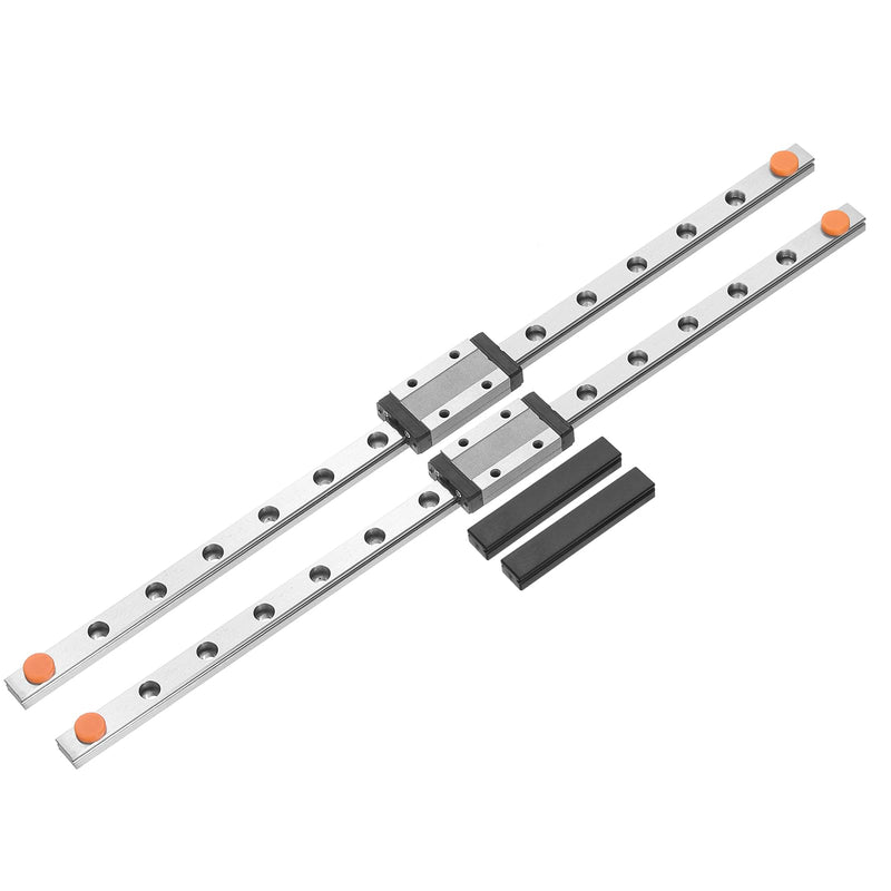 uxcell 2pcs MGN9 300mm Linear Guide Rail with 2pcs MGN9H Sliding Carriage Block Bearing Steel and 2pcs Plastic Mini MGN12 Linear Guide for DIY 3D Printers and CNC Machine, Silver