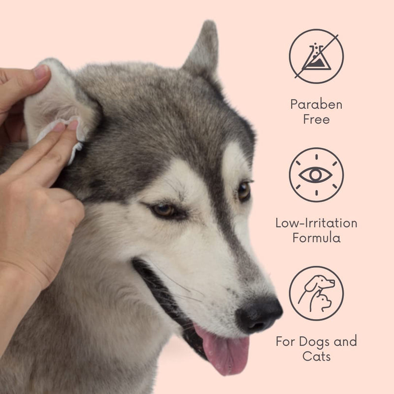 Veterinary Eye & Ear Wipes for Dogs & Cats - Removes Tear Stains & Infection Treatment - Hypoallergenic Rosewater - 100 Count