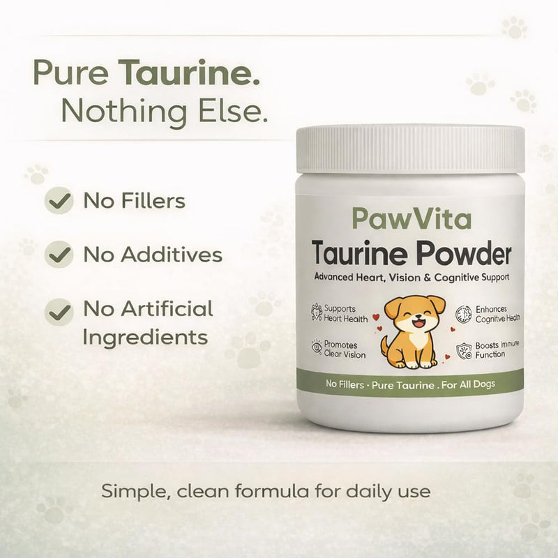 Pawvita Pure Taurine Powder, Paw VitaTtaurine Supplement for Dogs, Supports for Heart, Vision & Daily Wellness in Dogs – 99.9% Pure Taurine Powder (1)