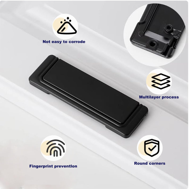 Black Hidden Cabinet Handles, 4-Pack Embedded Furniture Pull Rings, Flat Installation with Screws Black-4PCS