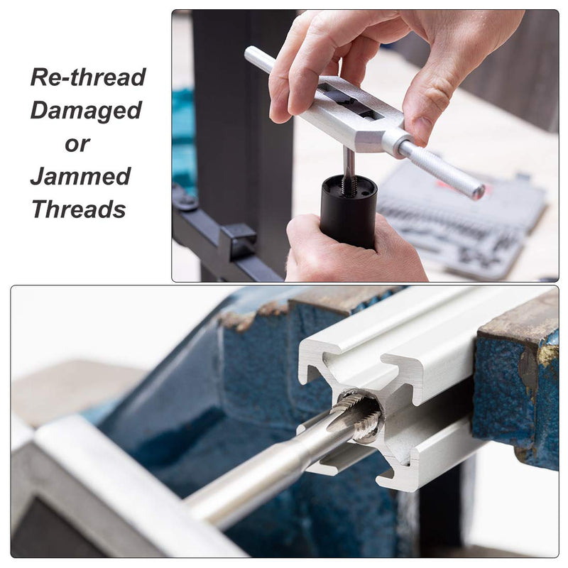 uxcell Metric Hand Tap M22 Thread 1.5 Pitch 4 Straight Flutes H2 Alloy Tool Steel Bottom & Taper Screw Tap Set Tapping Tools for Repairing 1 Pair M22 x 1.5