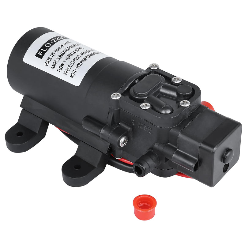 NovelBee 12V 1.1 GPM Water Pressure Diaphragm Pump,35 PSI Self Priming Pump Water Pump for Caravan Boat Marine Agricultural