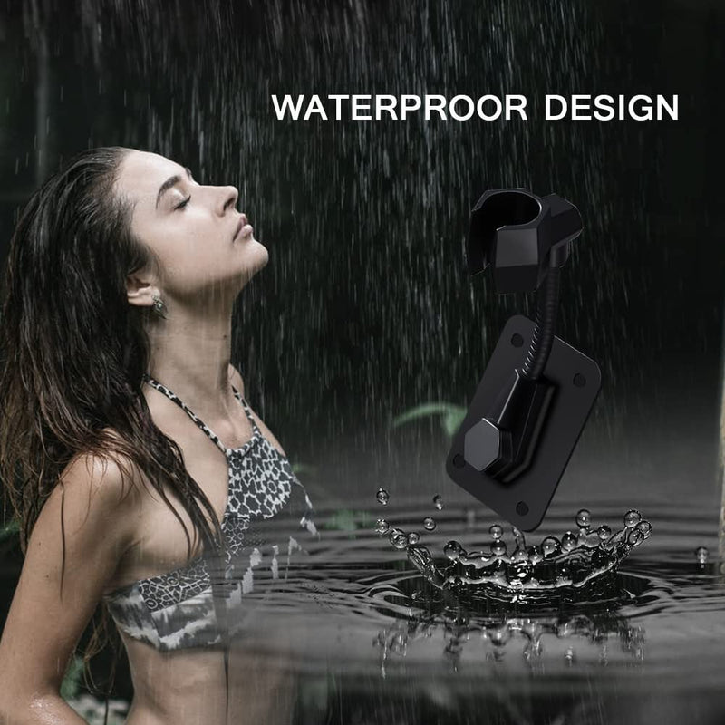 Shower Head Holder Strong Adhesive 360 Degree Rotatable Adjustable Handheld Shower Wand Holder Wall Mount Bracket for Bathroom (Black) Black