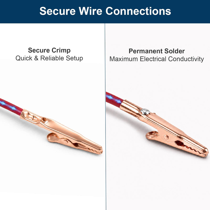 Solid Copper Alligator Clips (10PCS), 2" Copper Crocodile Clamps for Soldering Heat Sink, DIY Electronics, Test Leads, Battery Connection, Up to 10 AWG, 10A