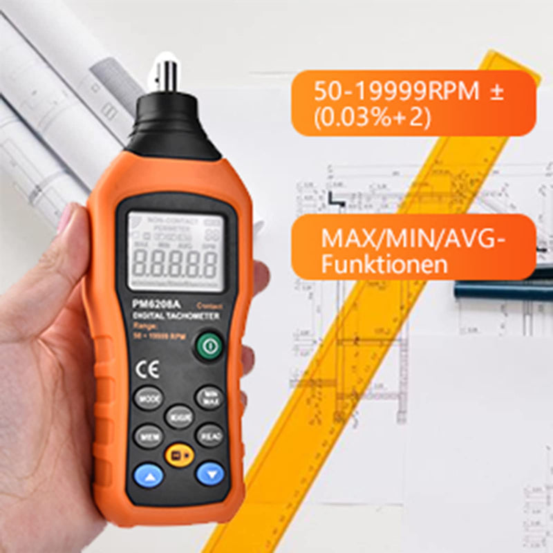 PM6208A -Type Digital Tachometer Meter Motor Speed Gauge Tester