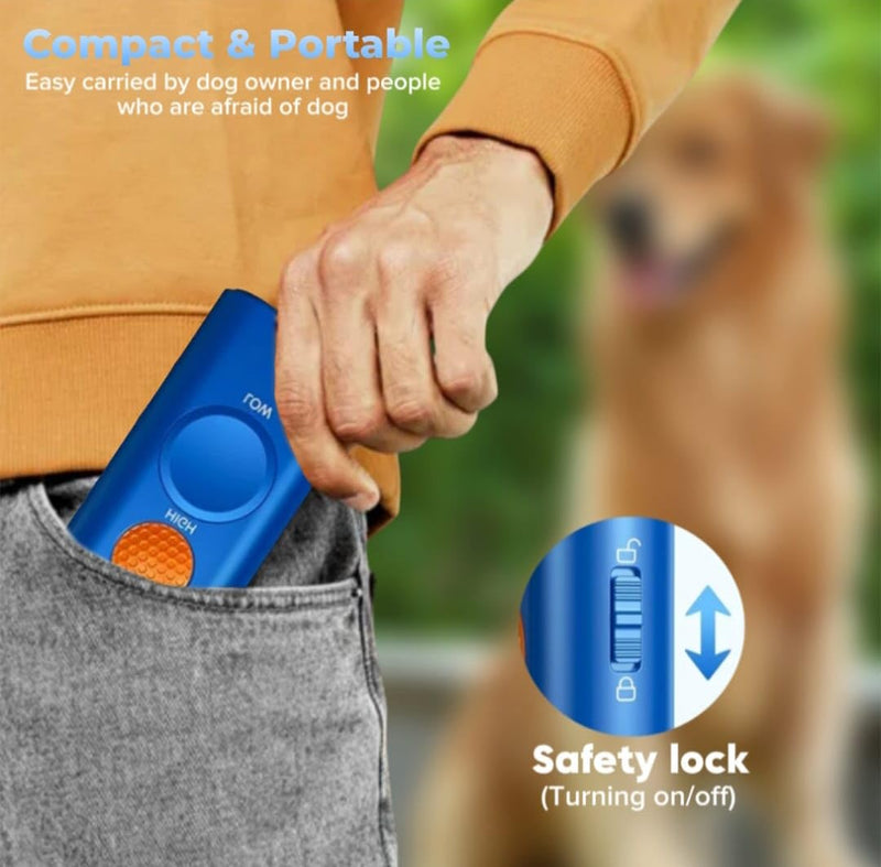 Dog Bark Deterrent Device 3 in 1 Ultrasonic Anti Barking Device with Dual Emitters 50ft Range Rechargeable Portable Training Tool with 2X Power Safe Bark Control for All Breeds Indoor outdoor (BLUE) BLUE