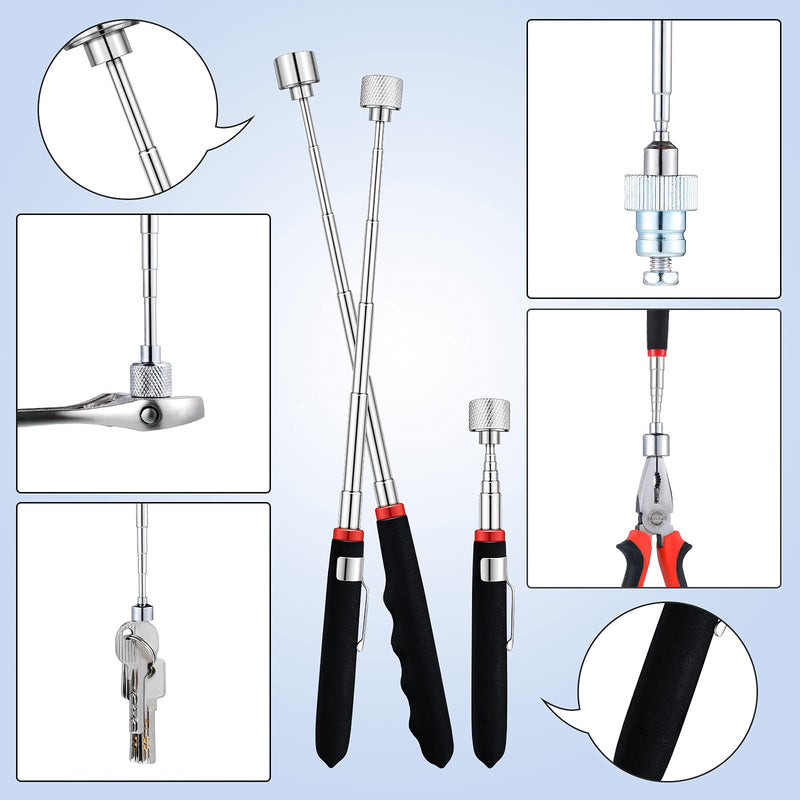 Frienda 6 Pieces Telescoping Magnet Tools, Extendable Telescopic Magnetic Pick up Tools Viewable Extendable Magnet Stick for Father's Day Birthday 1.5, 3, 5, 10, 15, 20 lb
