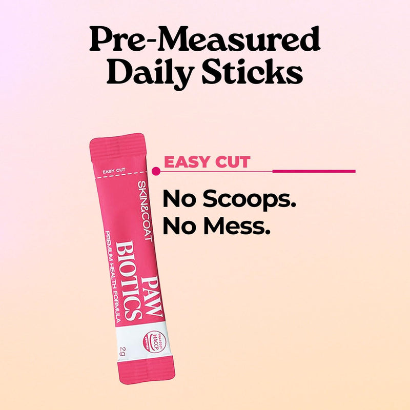 Pawbiotics Probiotics for Dogs & Cats - 7-Strain Probiotic Sticks with KT-11, Collagen & Hyaluronic Acid - Dog Skin and Coat Supplements, Gut & Immune Support - Korean Collagen, Blueberry, 30 Sticks